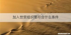 加入世贸组织要符合什么条件