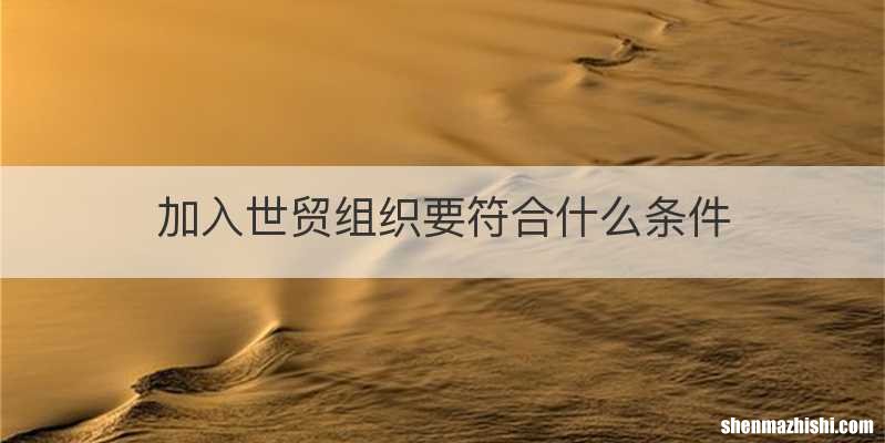 加入世贸组织要符合什么条件