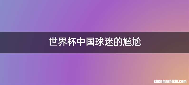 世界杯中国球迷的尴尬