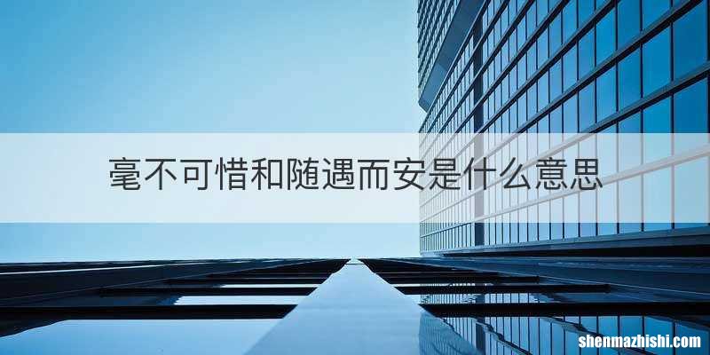 毫不可惜和随遇而安是什么意思