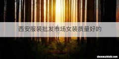 西安服装批发市场女装质量好的