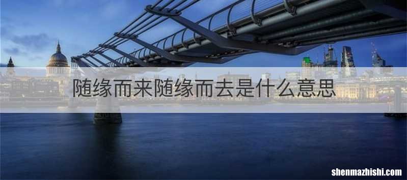 随缘而来随缘而去是什么意思