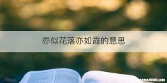 亦似花落亦如霞的意思