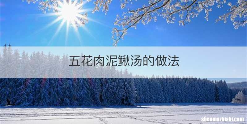 五花肉泥鳅汤的做法