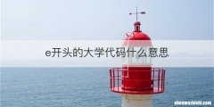 e开头的大学代码什么意思