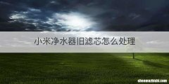 小米净水器旧滤芯怎么处理