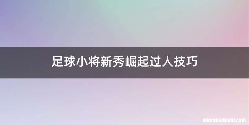 足球小将新秀崛起过人技巧