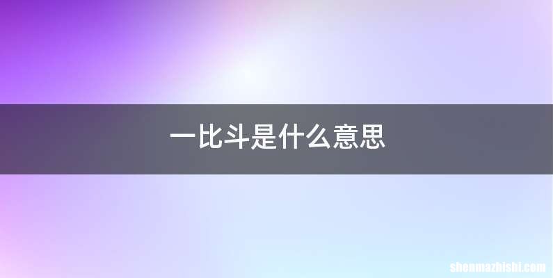 一比斗是什么意思
