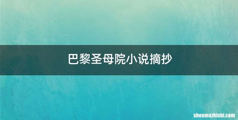 巴黎圣母院小说摘抄