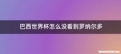 巴西世界杯怎么没看到罗纳尔多
