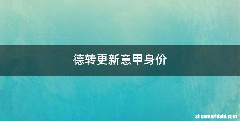德转更新意甲身价