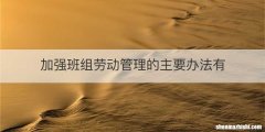 加强班组劳动管理的主要办法有