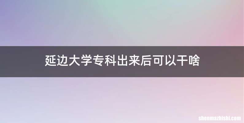 延边大学专科出来后可以干啥
