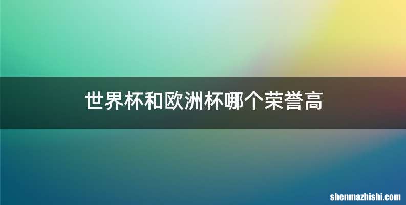 世界杯和欧洲杯哪个荣誉高
