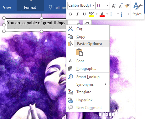 如何在Microsoft Word中的图片上插入文本