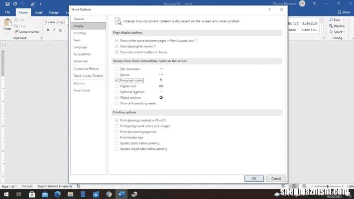 如何在Microsoft Word中显示或隐藏段落标记