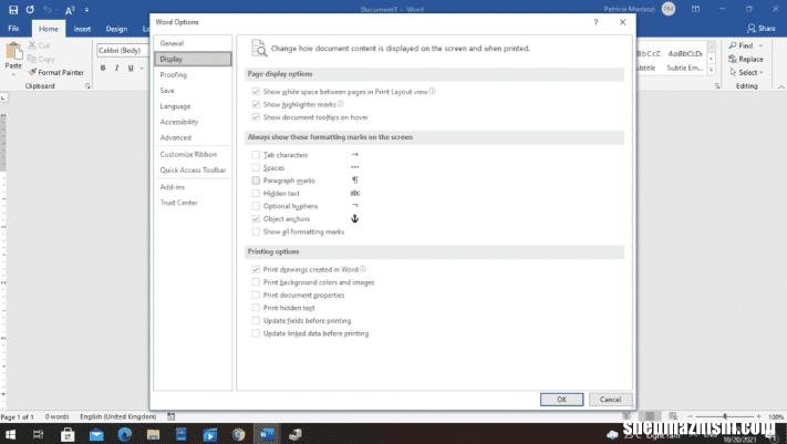 如何在Microsoft Word中显示或隐藏段落标记