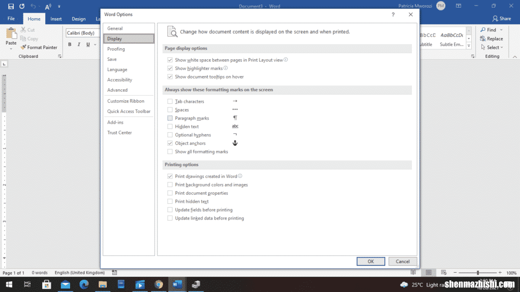 如何在Microsoft Word中显示或隐藏分节符