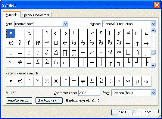 如何在Microsoft Word中的单词之间添加项目符号
