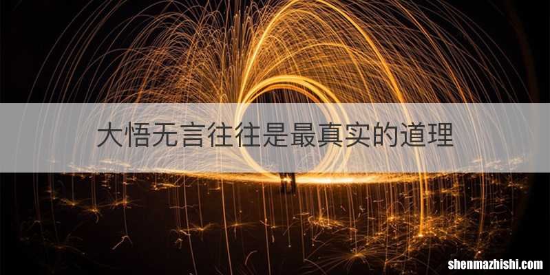 大悟无言往往是最真实的道理