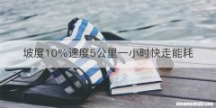 坡度10%速度5公里一小时快走能耗