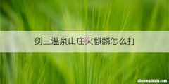 剑三温泉山庄火麒麟怎么打
