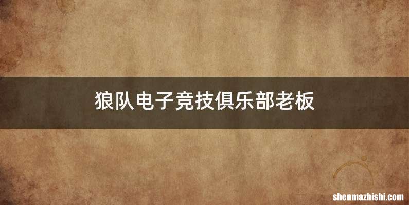 狼队电子竞技俱乐部老板