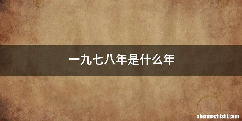 一九七八年是什么年