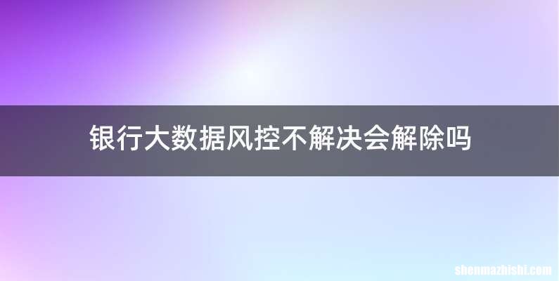 银行大数据风控不解决会解除吗