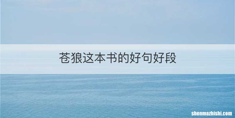 苍狼这本书的好句好段