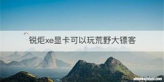 锐炬xe显卡可以玩荒野大镖客