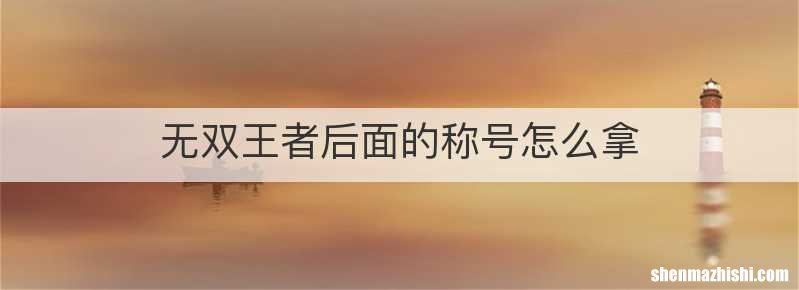 无双王者后面的称号怎么拿