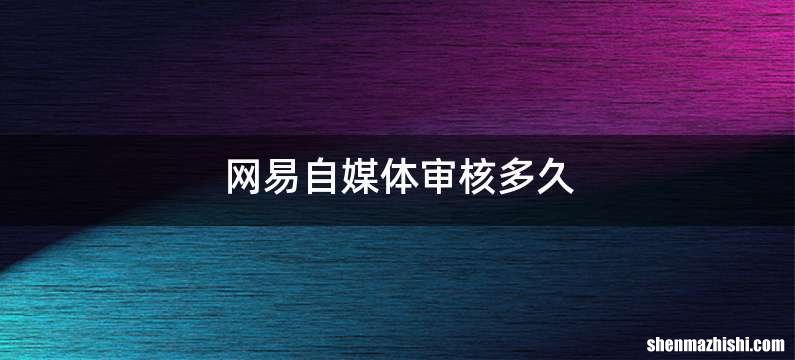 网易自媒体审核多久