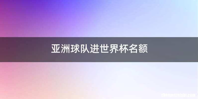 亚洲球队进世界杯名额