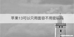 苹果13可以只用面容不用密码吗