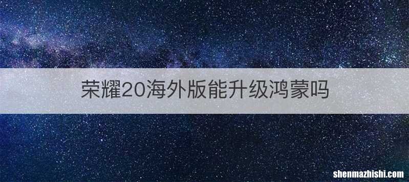 荣耀20海外版能升级鸿蒙吗