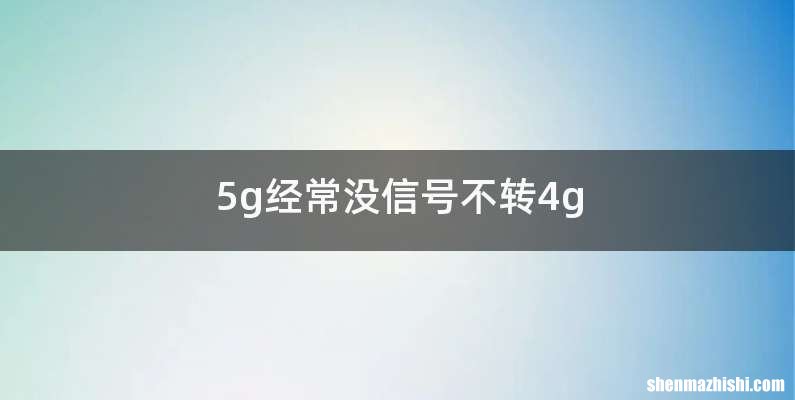 5g经常没信号不转4g