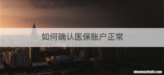 如何确认医保账户正常