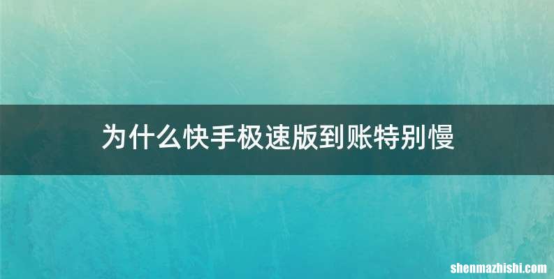 为什么快手极速版到账特别慢