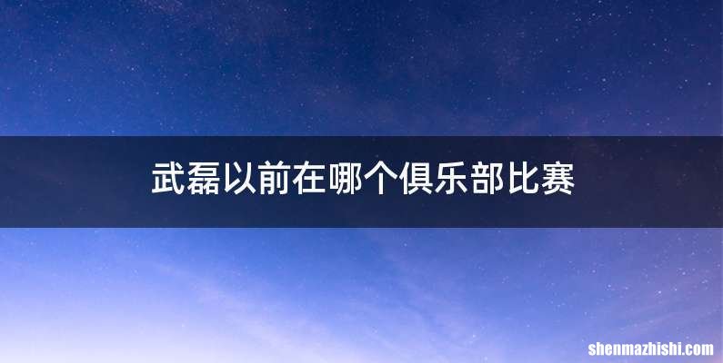 武磊以前在哪个俱乐部比赛