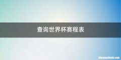 查询世界杯赛程表