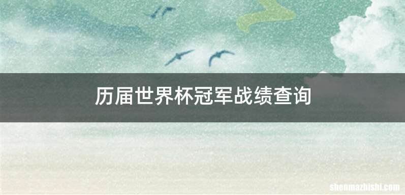 历届世界杯冠军战绩查询