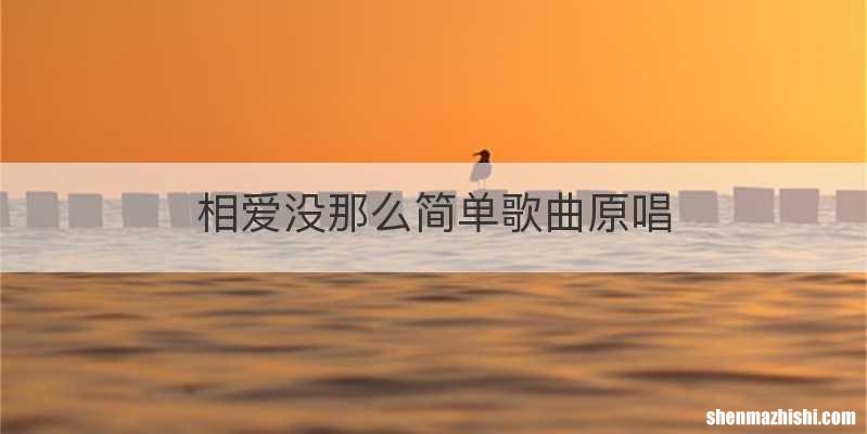相爱没那么简单歌曲原唱