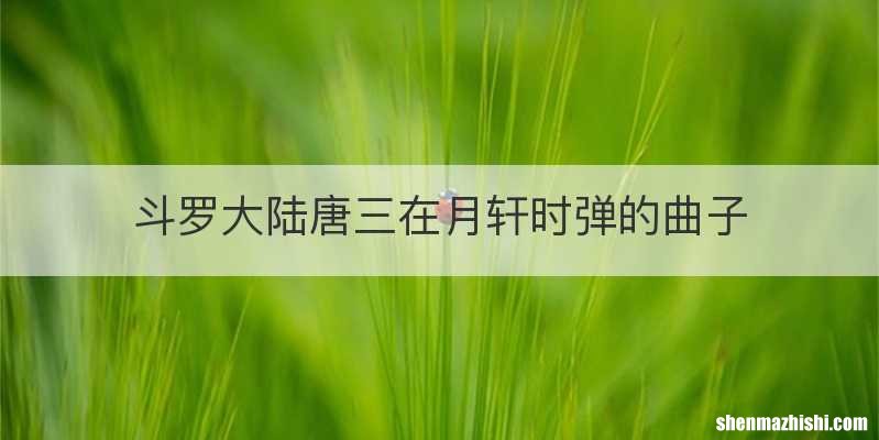 斗罗大陆唐三在月轩时弹的曲子