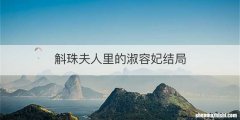 斛珠夫人里的淑容妃结局