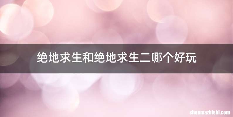绝地求生和绝地求生二哪个好玩