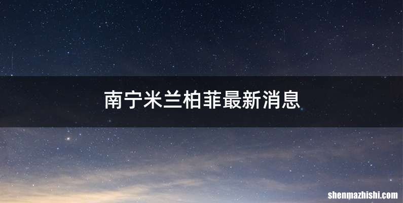 南宁米兰柏菲最新消息