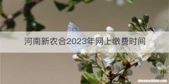 河南新农合2023年网上缴费时间