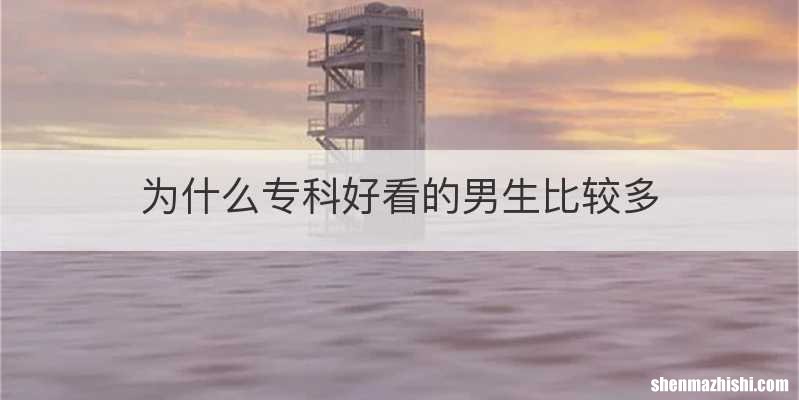 为什么专科好看的男生比较多