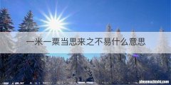 一米一粟当思来之不易什么意思